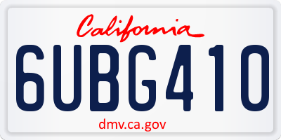 CA license plate 6UBG410
