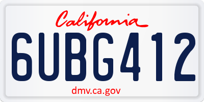 CA license plate 6UBG412