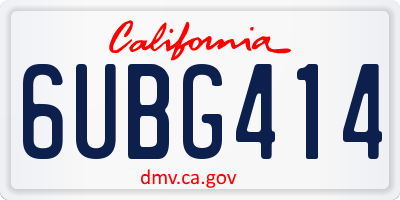CA license plate 6UBG414