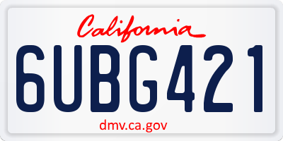 CA license plate 6UBG421