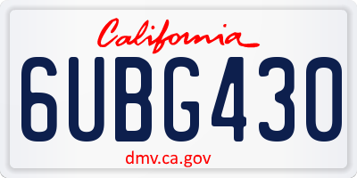 CA license plate 6UBG430