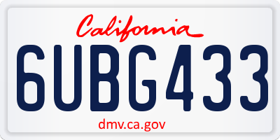 CA license plate 6UBG433