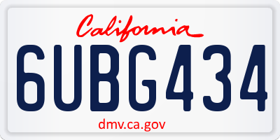 CA license plate 6UBG434