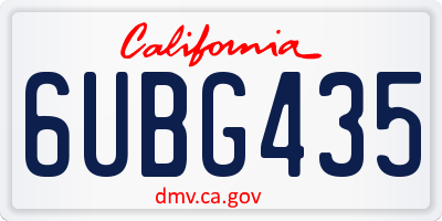 CA license plate 6UBG435