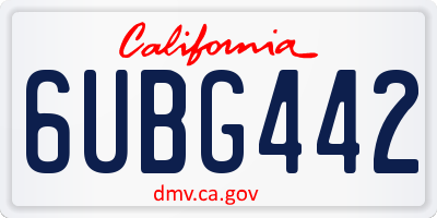 CA license plate 6UBG442
