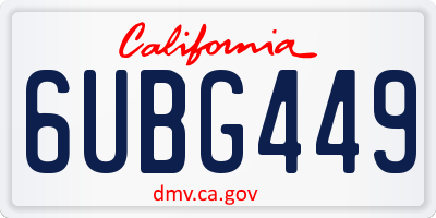 CA license plate 6UBG449