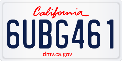 CA license plate 6UBG461
