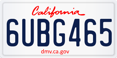 CA license plate 6UBG465