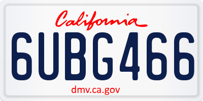 CA license plate 6UBG466