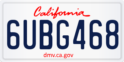 CA license plate 6UBG468