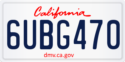 CA license plate 6UBG470