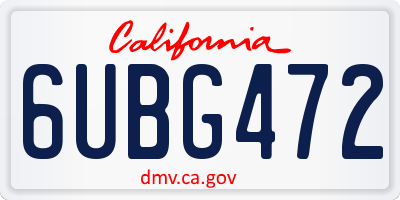 CA license plate 6UBG472