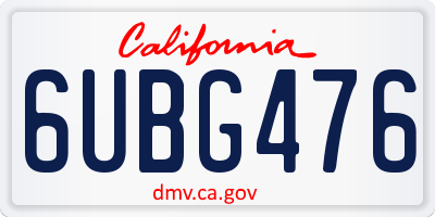 CA license plate 6UBG476