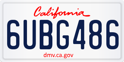 CA license plate 6UBG486