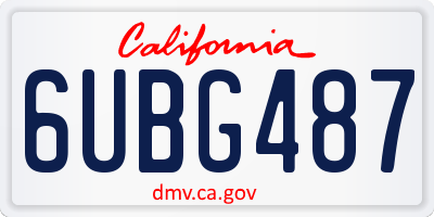 CA license plate 6UBG487