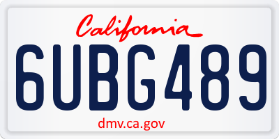 CA license plate 6UBG489