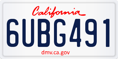 CA license plate 6UBG491