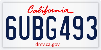 CA license plate 6UBG493