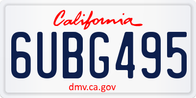 CA license plate 6UBG495
