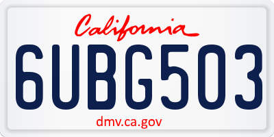 CA license plate 6UBG503
