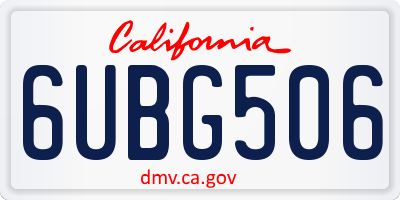 CA license plate 6UBG506