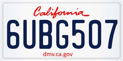 CA license plate 6UBG507