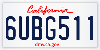 CA license plate 6UBG511