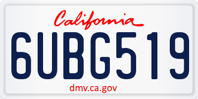 CA license plate 6UBG519