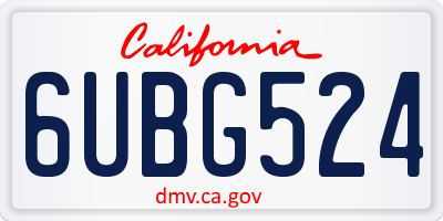 CA license plate 6UBG524