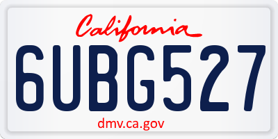 CA license plate 6UBG527