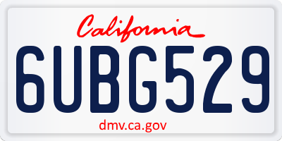 CA license plate 6UBG529