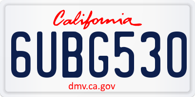 CA license plate 6UBG530