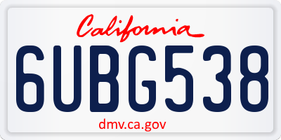 CA license plate 6UBG538