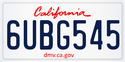 CA license plate 6UBG545