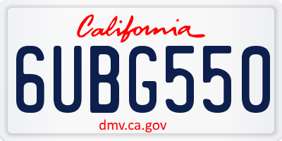 CA license plate 6UBG550