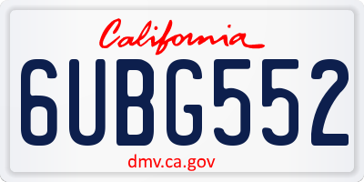 CA license plate 6UBG552