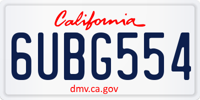 CA license plate 6UBG554