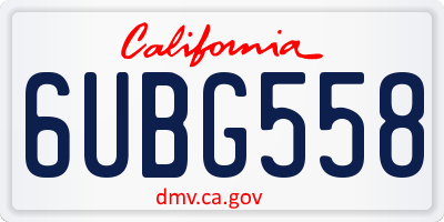 CA license plate 6UBG558