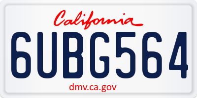 CA license plate 6UBG564