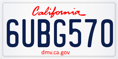 CA license plate 6UBG570