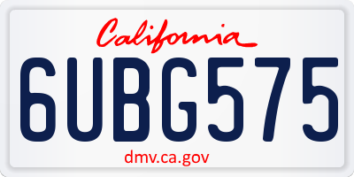 CA license plate 6UBG575