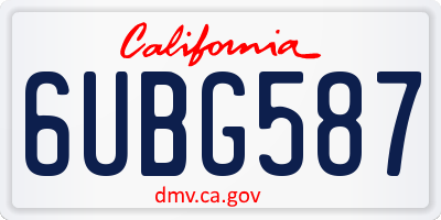 CA license plate 6UBG587