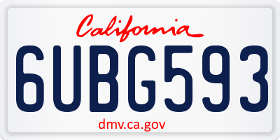 CA license plate 6UBG593