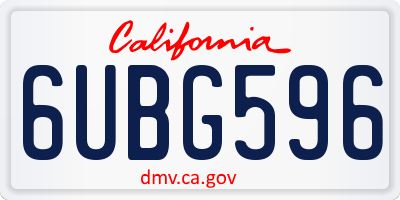 CA license plate 6UBG596