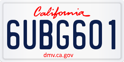 CA license plate 6UBG601