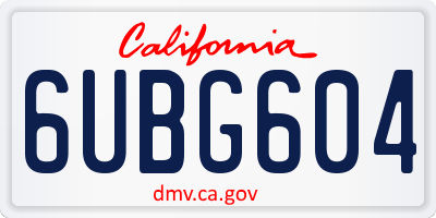 CA license plate 6UBG604