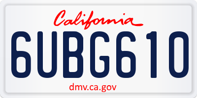 CA license plate 6UBG610