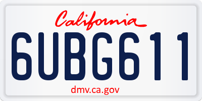 CA license plate 6UBG611
