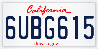 CA license plate 6UBG615