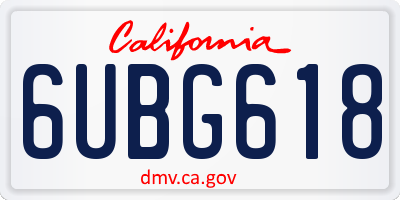 CA license plate 6UBG618
